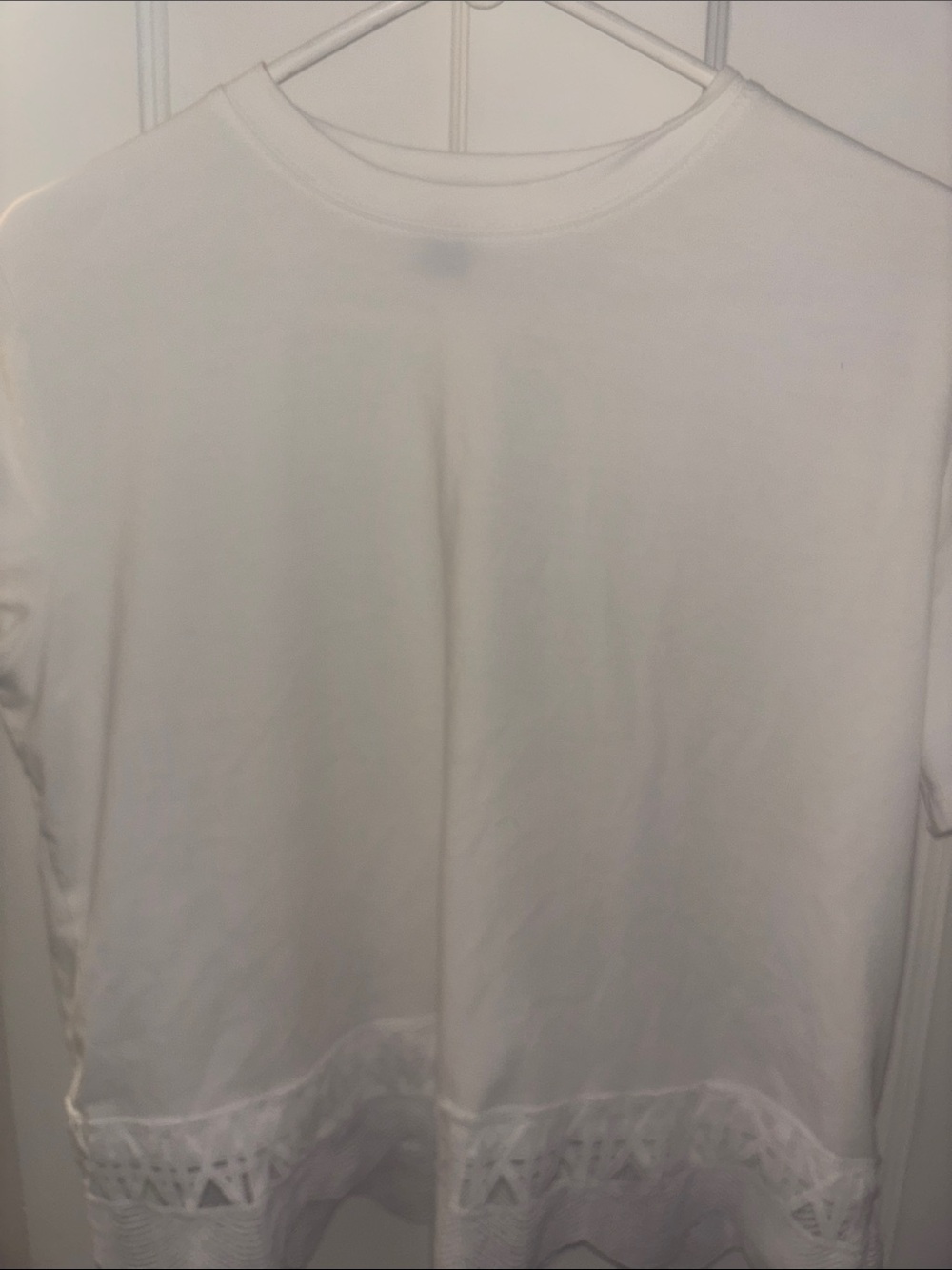 Girls' White Short-Sleeve Tee with Lace Trim